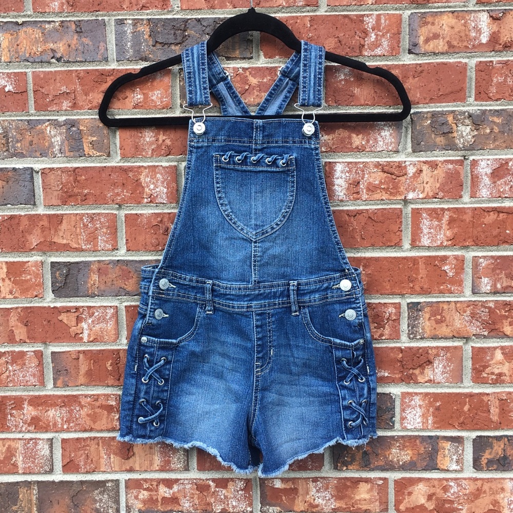 Jordache girls denim overalls shorts size 10/12
